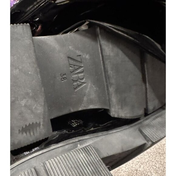 ZARA FLAT STRETCH LUG BOOTS BLACK SIZE EURO 38 EUC - Picture 5 of 5